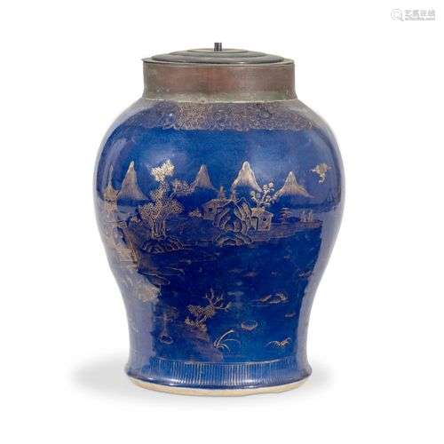 *CHINE - Fin XIXe siècle Grande potiche en porcelaine émaill...