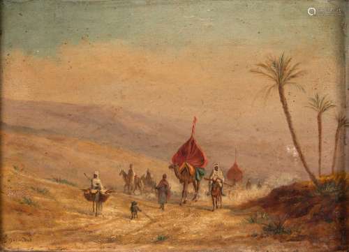 *Eugène GIRARDET (1853-1907) Scène de campement arabe Carava...