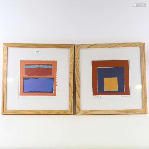 Roy Speltz, pair of screen prints, abstract compositions, si...