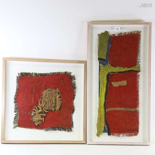 Kazi Sayed Ahmed, 2 framed textile compositions, overall fra...