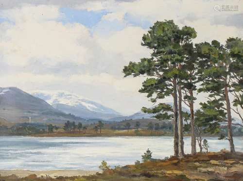 Robert Egginton, oil on board, Loch Morlich, signed with art...