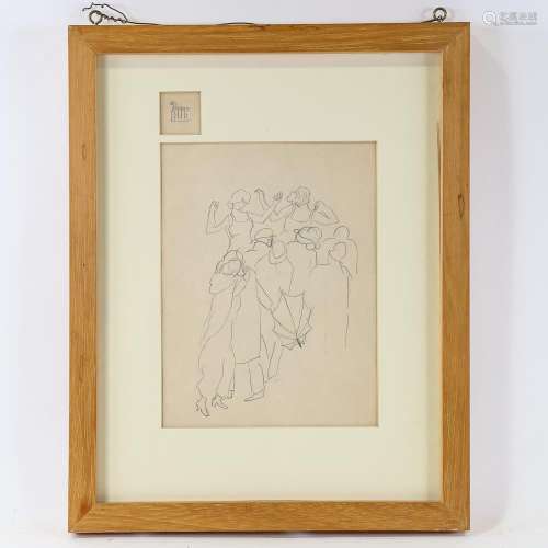 Stanley Spencer, double-sided sheet of pencil/watercolour sk...
