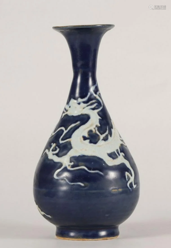 BLUE GLAZE DRAGON PATTERN VASE