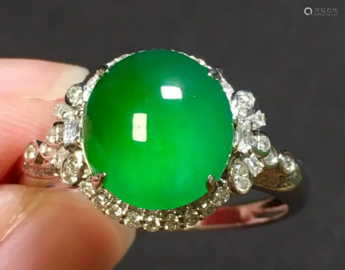 ICY GREEN ROUND JADEITE RING