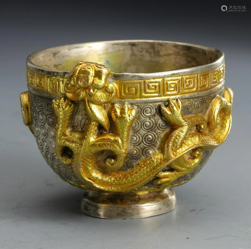 WHITE GILT BRONZE DRAGON PATTERN CUP