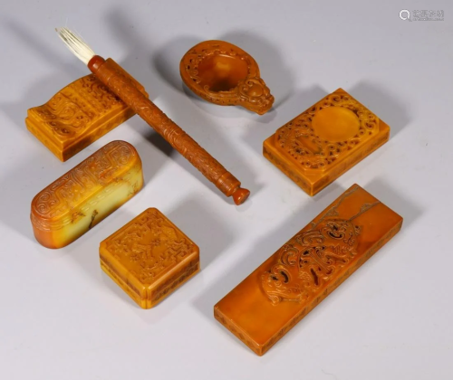 TIANHUANG STONE CALLIGRAPHY SUPPLIES SET