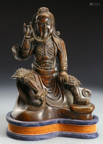 CHENXIANG WOOD CARVED GUANGONG STATUE