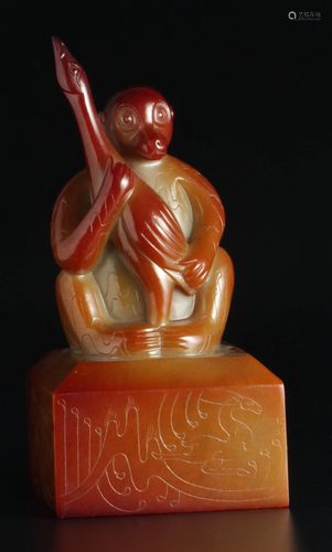 ANTIQUE JADE MONKEY SHAPE SEAL