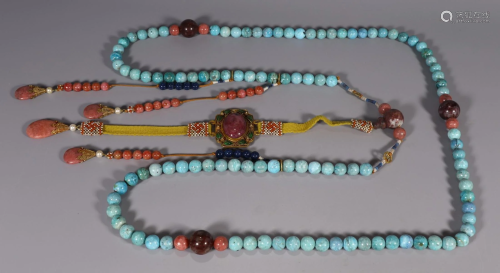 TURQUOISE NECKLACE WITH 108 BEADS
