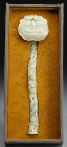 HETIAN WHITE JADE CARVED GANODERMA RUYI