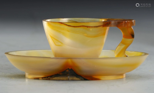 AGATE CARVED CUP SET