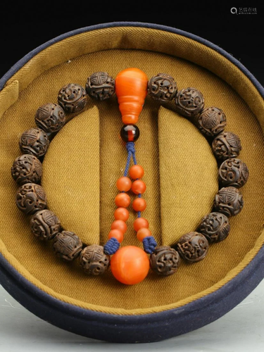 CHENXIANG WOOD AUSPICIOUS PATTERN BRACELET