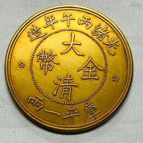 GOLD CAST DRAGON PATTERN COIN