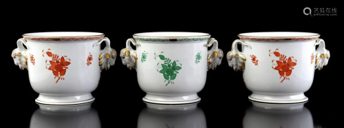 3 Herend Hungary porcelain flower pots