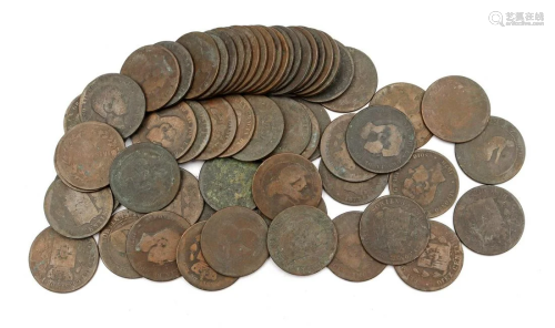 Various 19th century European coins, mainly Spain,