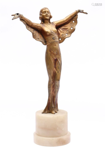 Bronze-coloured metal Art Deco statue