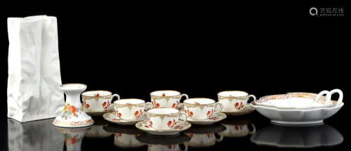 6 porcelain mocha cups and saucers