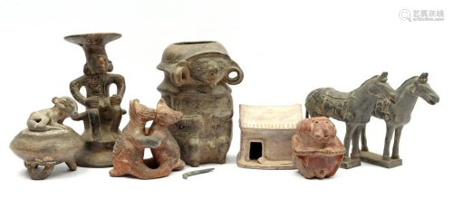 8 terracotta statues in pre-Colombian style