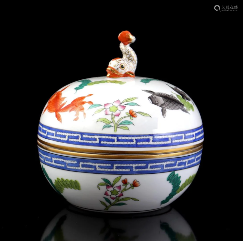 Herend Hungary round porcelain lidded bowl