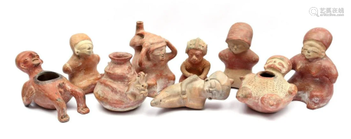 9 terracotta statues in pre-Colombian style