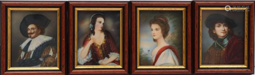 4 miniature hand-painted portraits