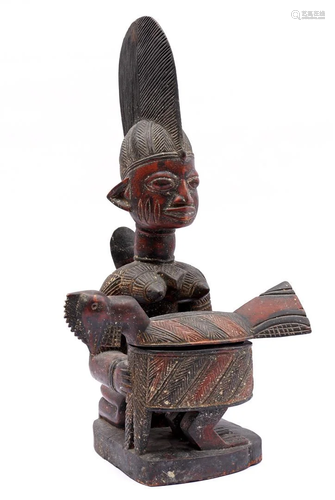 Wooden bombarded statue Yoruba Congo