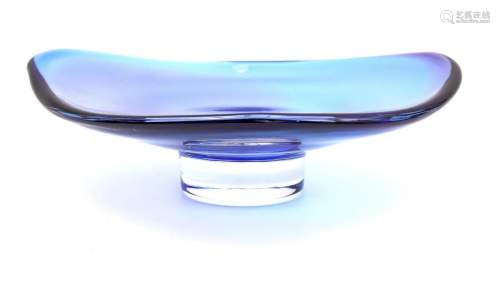 Orefors Sweden blue glass 3-point scale