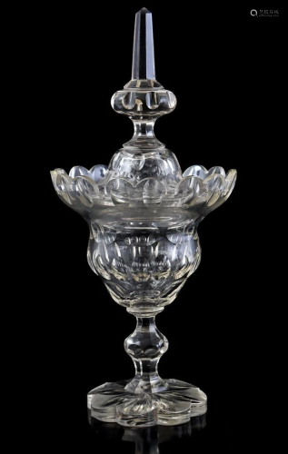 Crystal almond cut lidded coupe