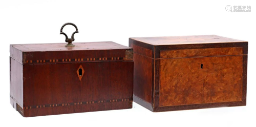 Mahogany veneer tea box and walnut veneer tea box