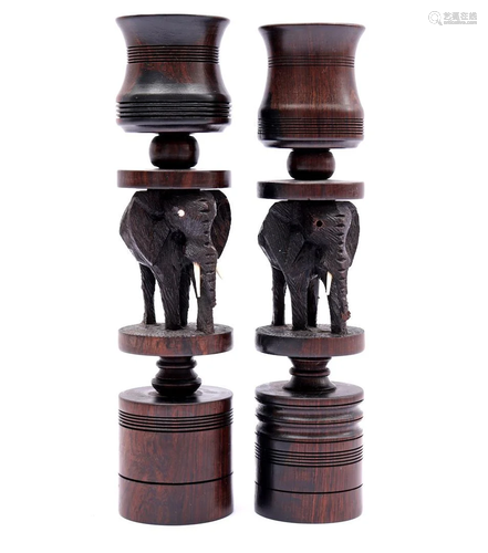 2 presumably Coromandel candlesticks