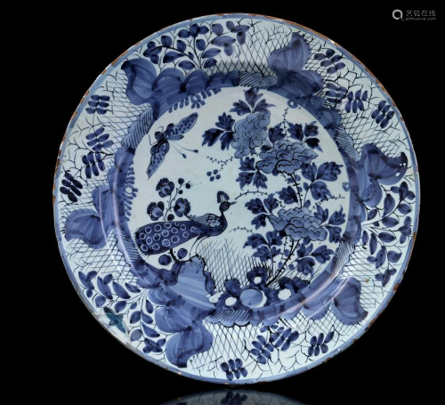 18th century Delft blue earthenware dish