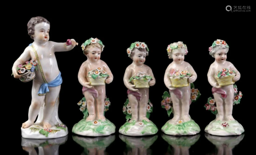 4 Derby 18th century porcelain figurines and Meissen