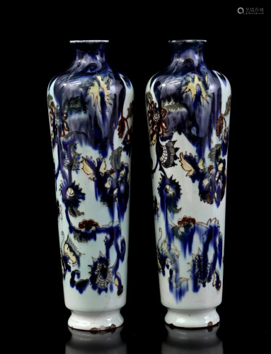 2 Rozenburg Den Haag pottery vases
