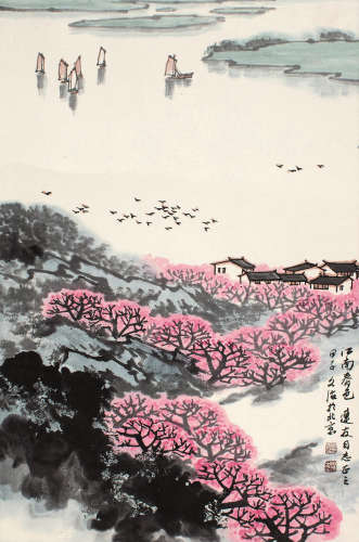 宋文治（1919～1999） 1984年作 江南春色 镜片 设色纸本