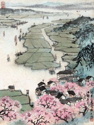 宋文治（1919～1999） 江南三月 立轴 设色纸本