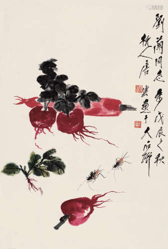 唐云（1910～1993） 1988年作 秋趣 立轴 设色纸本