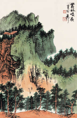 谢稚柳（1910～1997） 丛林峻岭 镜片 设色纸本