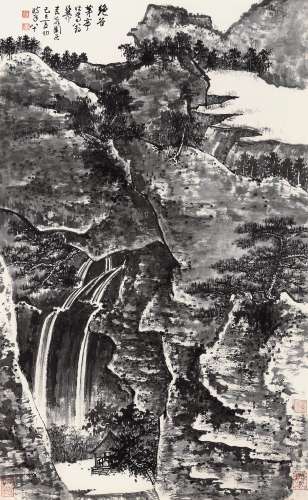 谢稚柳（1910～1997） 1989年作 绝谷茅亭 镜框 水墨纸本