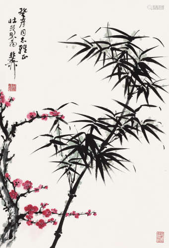 谢稚柳（1910～1997） 梅竹双清 镜片 设色纸本