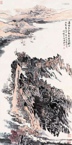 陆俨少（1909～1993） 1986年作 江水苍茫 立轴 设色纸本