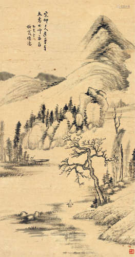 黄宗仰（1865～1921） 山水画 立轴 水墨纸本