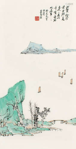 亚明（1924～2002） 太湖美景 镜片 设色纸本