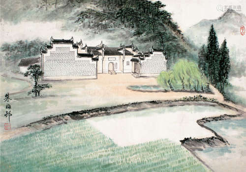 朱梅邨（1911～1993） 韶山革命根据地 镜片 设色纸本