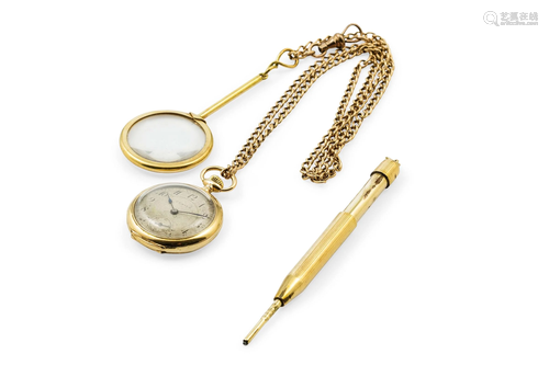 ZENITH - Orologio da taschino in oro 18k con catena con