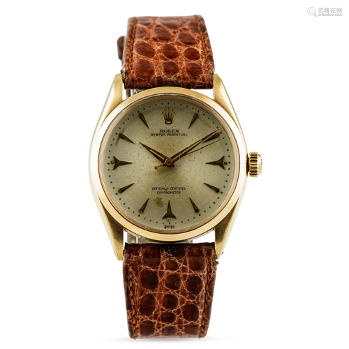 ROLEX - Oyster Perpetual ref 6564, oro 18k, quadrante