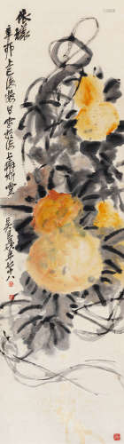 吴昌硕（1844～1927） 1921年作 福禄 立轴 设色纸本