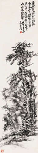 吴昌硕（1844～1927） 1920年作 苍柯翠竹 立轴 水墨纸本