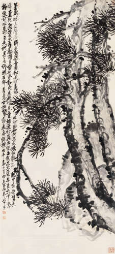吴昌硕（1844～1927） 1918年作 苍松图 立轴 水墨纸本