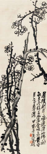 吴昌硕（1844～1927） 1914年作 墨梅图 立轴 水墨绢本