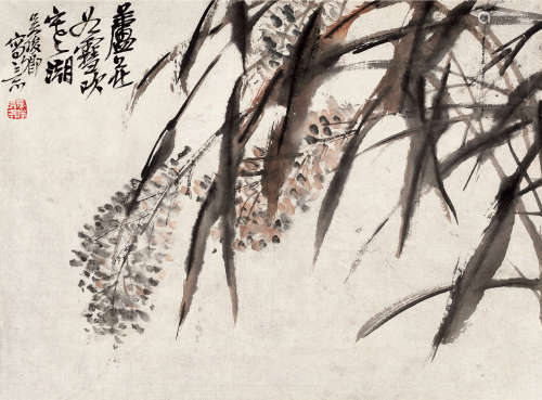吴昌硕（1844～1927） 芦花 镜片 设色纸本